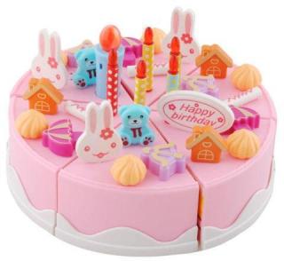 Dětský plastový narozeninový dort růžový 75 dílů + dárek MAXY 1ks 4561