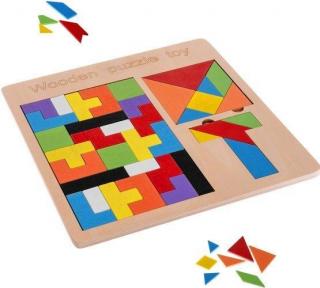 Dřevěná skládačka 3v1: Tetris, Tangram a T  + dárek MAXY 1ks 2166