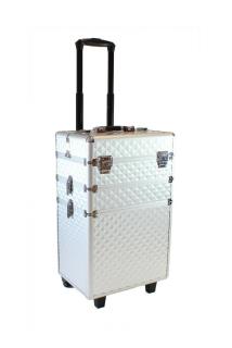 Dvoudílný kosmetický kufřík na kolečkách stříbrná + dárek MAXY 1ks 6250