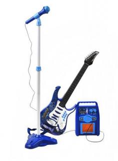 Elektrická kytara + mikrofon + zesilovač modrý + STICKY MAT ZDARMA MAXY 1ks 7451