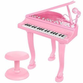 Elektronické piáno s mikrofonem a stoličkou růžové + dárek MAXY 1ks 7085