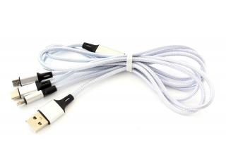 KABEL 3w1 MICRO USB/ USB-C bily + dárek MAXY 1ks 2120