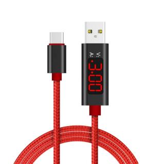 Kabel USB 3.0 konektor USB A / USB-C 1m s voltmetrem a ampérmet+ dárek MAXY 1ks 2411