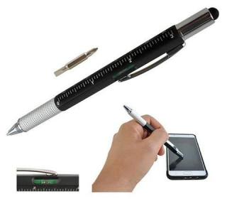 Kuličkový Víceúčelové pero Multifunkční černý 6in1 pravítko + dárek MAXY 1ks 1303