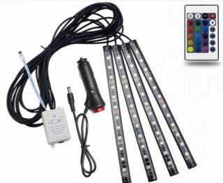 LED pásek RGB 4X9 LED sada pro interiéry automobilů + dárek MAXY 1ks 4402