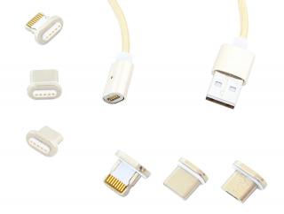 Magnetický USB kabel 3v1 zlatá + dárek MAXY 1ks 3945