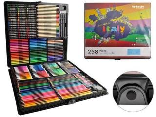 Malířský box pro děti 258 ks Výtvarná sada Pastelky, akvarely, + dárek MAXY 1ks 7324