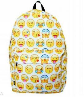 Módní Univerzální Batoh Backpack A4 Emoji Bily  + dárek MAXY 1ks 9128