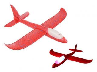 Pěnové Házecí Letadlo LED 37 x 37 cm červené+ dárek MAXY 1ks 1514