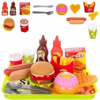 Plastový Fast food set pro děti + dárek MAXY 1ks 2563