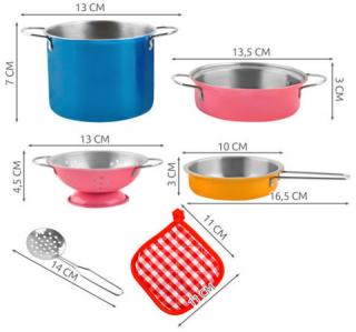 Sada kovového nádobí pro děti barevná 11dílů + dárek MAXY 1ks 5207