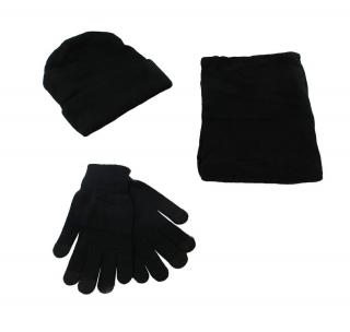 Set čepice nákrčník rukavice černá + dárek MAXY 1ks 5057