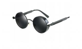 Sluneční Retro Brýle Lenonky Premium STEAMPUNK - Černe    + dárek MAXY 1ks 3479