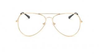Stylové čiré brýle Aviator - Pilotky - zláte + dárek MAXY 1ks 2566