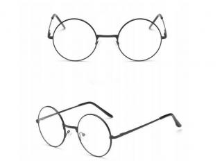Stylové čiré brýle Lenonky retro - černe  + dárek MAXY 1ks 2727