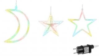 Světelný závěs hvězdy, měsíc 138 LED multicolor + dárek MAXY 1ks 9383