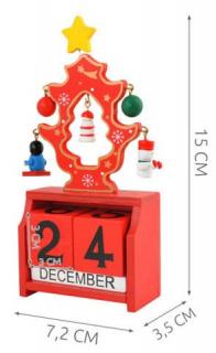 Vánoční dekorace - dřevěný kalendář na stůl + dárek MAXY 1ks 2115