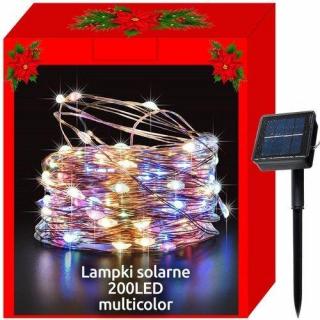 Vánoční svítící struny Solární 200 LED, multicolor 22m + dárek MAXY 1ks 5067
