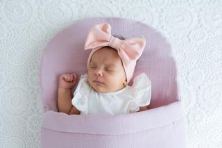 Čelenka s mašlí Meruňková cepička/čelenka: 3-6měsíců