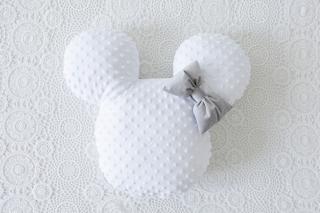 Dekorační polštářek bílý Mickey šedá mašle