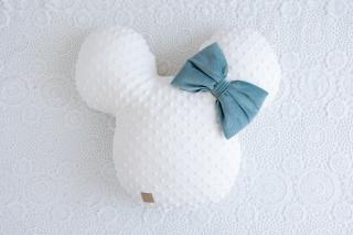 Dekorační polštářek bílý Mickey zelená mašle