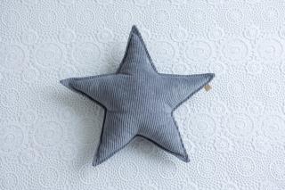 Dekorační polštářek hvězda šedý manšestr
