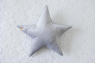 Dekorační polštářek hvězda šedý velvet