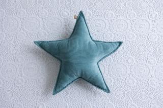 Dekorační polštářek hvězda zelený manšestr