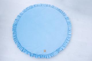 Hrací kulatá podložka s volány modrý velvet, průměr 100cm