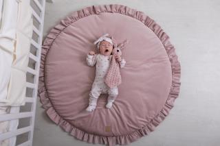 Hrací kulatá podložka s volány pudrový velvet, průměr 100cm
