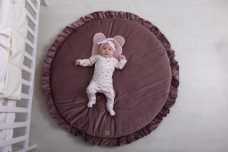 Hrací kulatá podložka s volány tmavě pudrový velvet, průměr 100cm