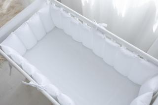 Mantinel s prošitím harmonika bílý velvet do postýlky 120x60cm