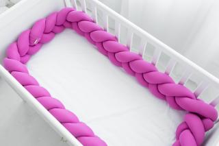 Pletený mantinel do postýlky fuchsiový Délka: 400 cm