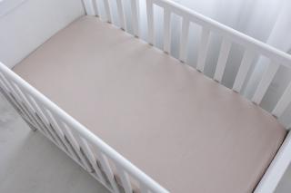 Prostěradlo bavlněné béžové Velikost: do kočárku (cca 70x35cm - je natahovací a pružné)