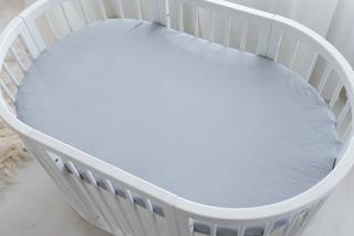 Prostěradlo mušelínové šedé Velikost: do kulaté postýlky (průměr 72cm)