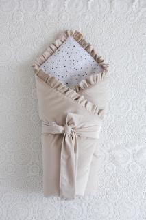 Zavinovačka s volánem béžový velvet - Dots