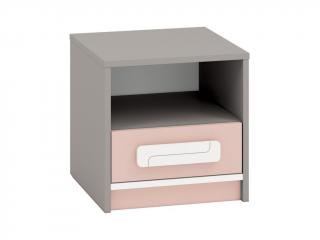 Noční stolek IQ 13 Kombinace barev: korpus:platina šedá/bílá+pudrová