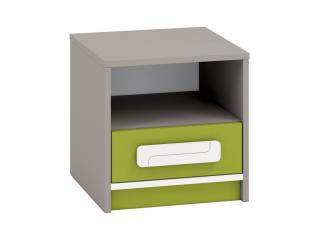Noční stolek IQ 13 Kombinace barev: korpus.platina šedá/bílá+zelená