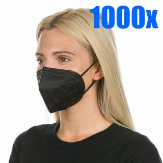 1000x Černý ochranný respirátor KN95 - 14,-Kč/kus