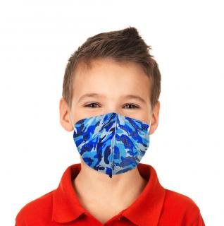 10x Dětský prémiový FFP2 respirátor MEIYI NANO SAFE - Tmavě modrý maskáč