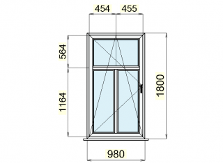 SEDMA International,s.r.o. 326- plastová okna bílá 980 x 1800, 2 ks levá