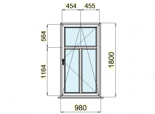 SEDMA International,s.r.o. 326/pozice2 - plastová okna bílá 980 x 1800, pravá 2 ks