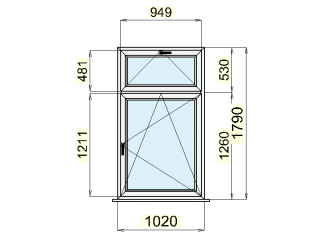 SEDMA International,s.r.o. 342/pozice5 -  plastová okna bílá 1020 x 1790, pravá, 1 ks