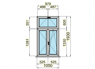 SEDMA International,s.r.o. 384- plastová okna Coal Grey -bílá 1050 x 1930, 5 ks