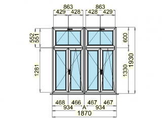 SEDMA International,s.r.o. 384/pozice2 - plastová okna Antratzit grau - bílá 1870 x 1930, 1 ks