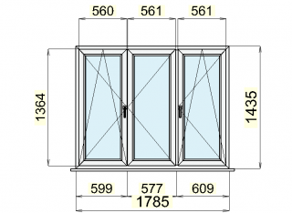 SEDMA International,s.r.o. 432/pozice5- plastové okno zl. dub - bílá, 1785 x 1435, 1 ks