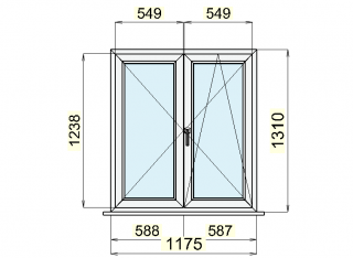 SEDMA International,s.r.o. 432/pozice6-- plastové okno zl. dub - bílá 1175 x 1310, 1 ks