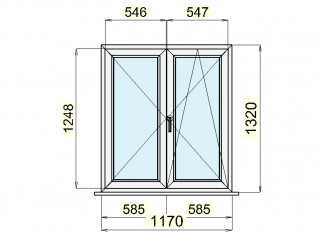 SEDMA International,s.r.o. 432/pozice7 - plastové okno zl. dub - bílá 1170 x 1320, 1 ks