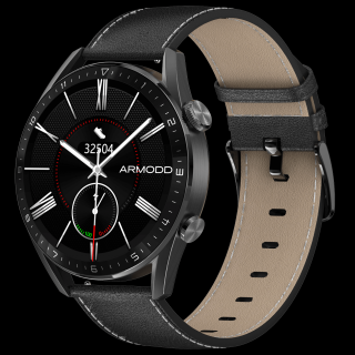 ARMODD Silentwatch 5 Pro černá s koženým řemínkem + silikonový řemínek