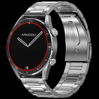 ARMODD Silentwatch 5 Pro stříbrná s kovovým řemínkem + silikonový řemínek